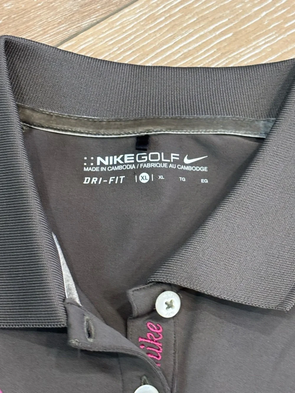 Nike Golf Dri-FIT XL Gray & Pink Argyle Polo Shirt